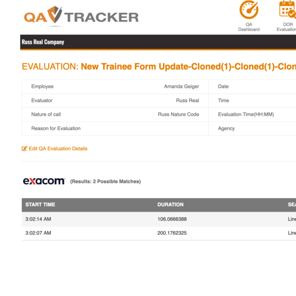 Frontline QA Tracker - Exacom®